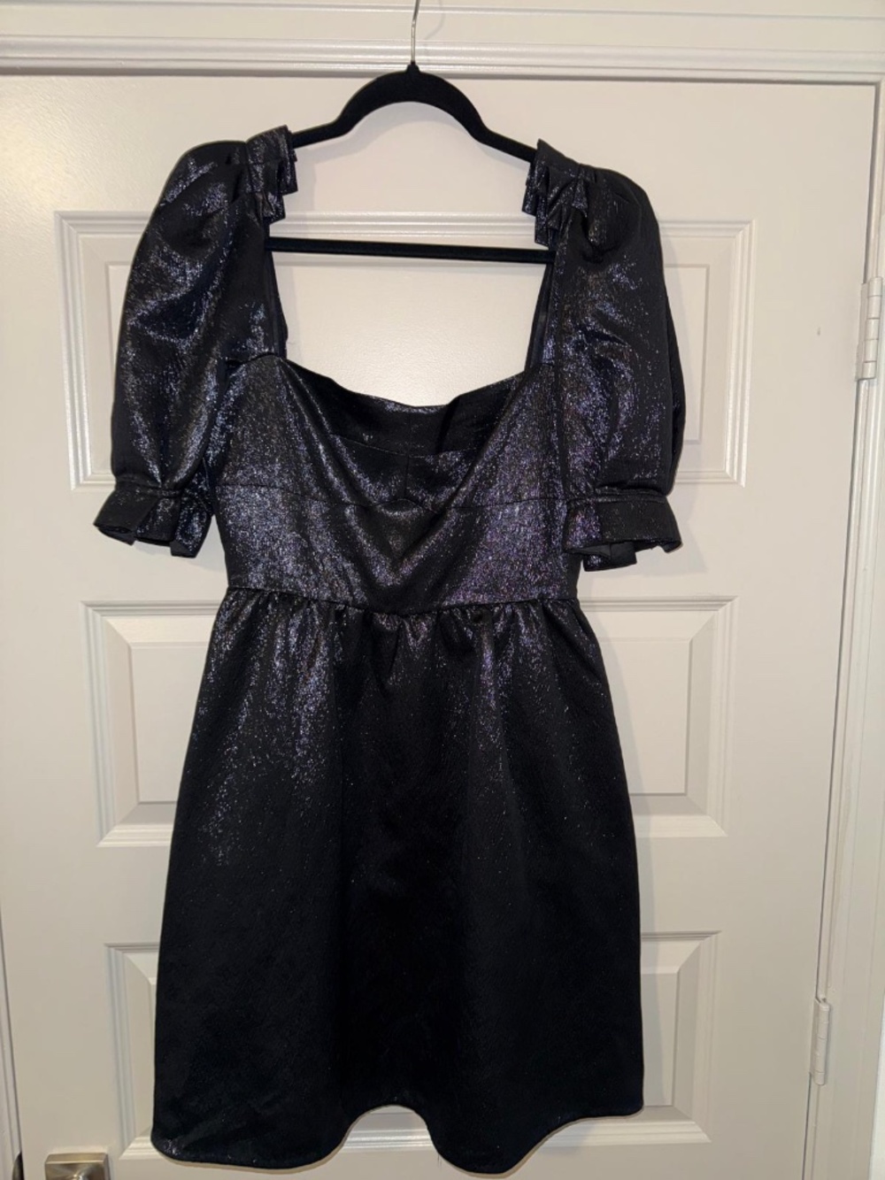 BRAND NEW SALONI rachel-d mini dress textured metallic midnight